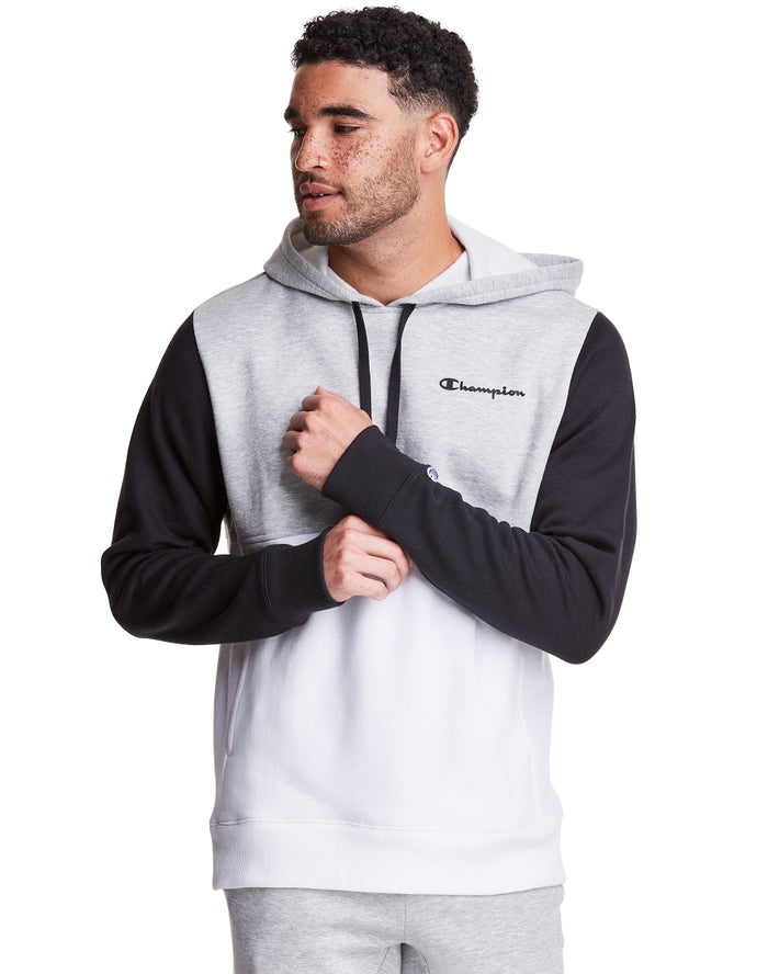 Champion Colorblock Fleece Hoodie Heren - Wit/Grijs - Belgie 4958MDTZB